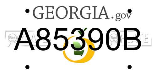 A85390B Georgia License Plate