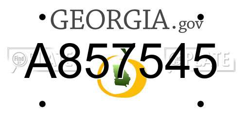 A857545 Georgia License Plate