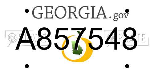 A857548 Georgia License Plate
