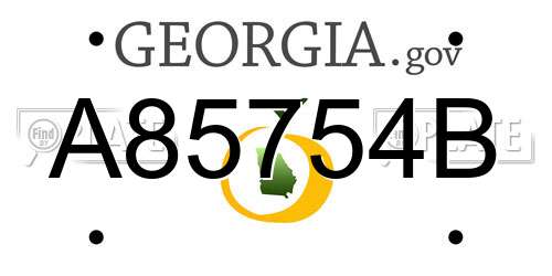 A85754B Georgia License Plate