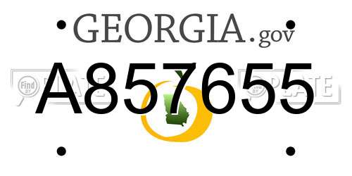 A857655 Georgia License Plate