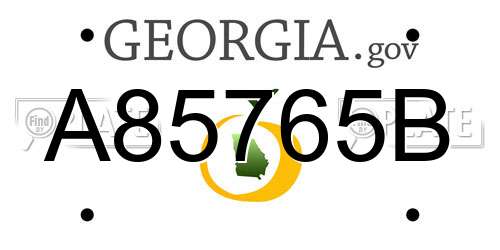 A85765B Georgia License Plate
