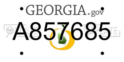 A857685 Georgia License Plate