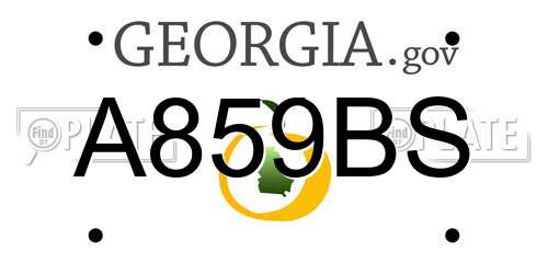 A859BS Georgia License Plate