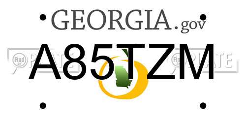 A85TZM Georgia License Plate
