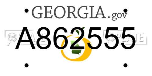 A862555 Georgia License Plate