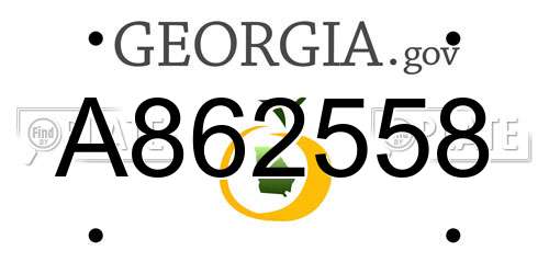A862558 Georgia License Plate