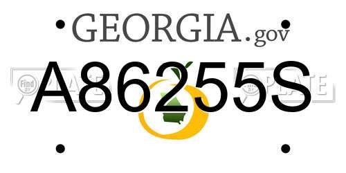 A86255S Georgia License Plate