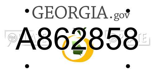A862858 Georgia License Plate