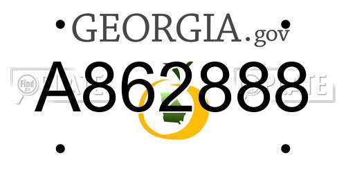 A862888 Georgia License Plate