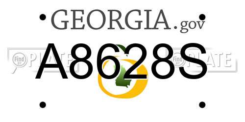 A8628S Georgia License Plate