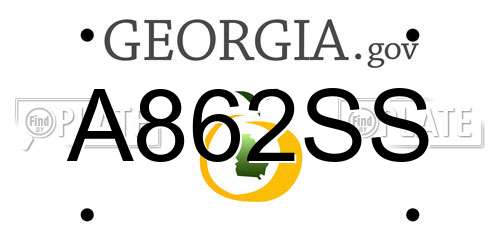 A862SS Georgia License Plate