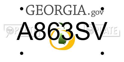 A863SV Georgia License Plate