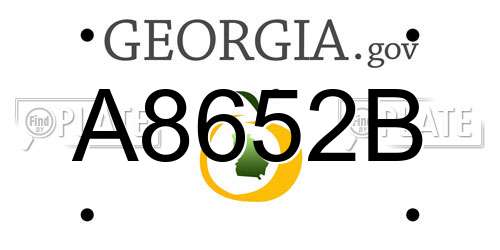 A8652B Georgia License Plate