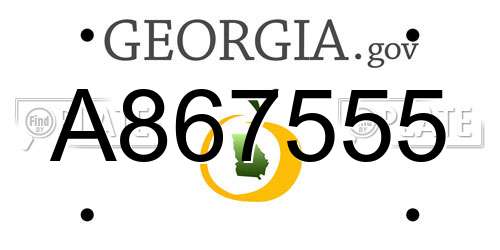 A867555 Georgia License Plate
