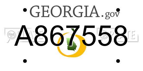 A867558 Georgia License Plate