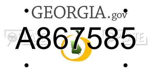 A867585 Georgia License Plate