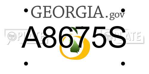 A8675S Georgia License Plate
