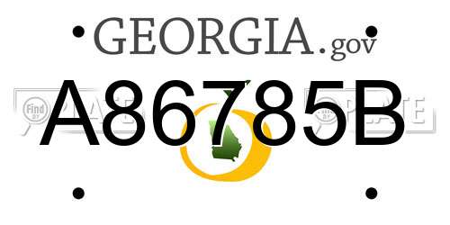 A86785B Georgia License Plate