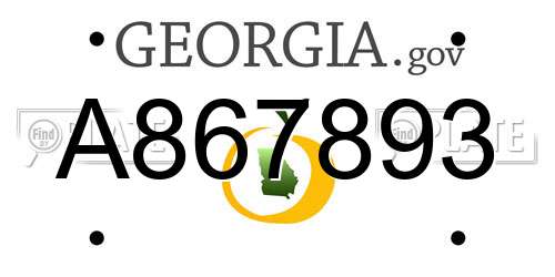 A867893 Georgia License Plate