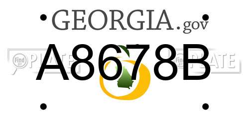 A8678B Georgia License Plate