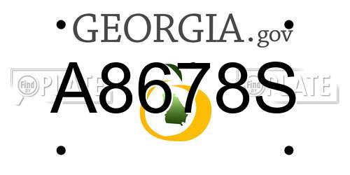 A8678S Georgia License Plate