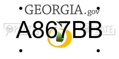 A867BB Georgia License Plate