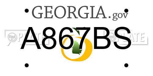 A867BS Georgia License Plate