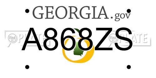 A868ZS Georgia License Plate
