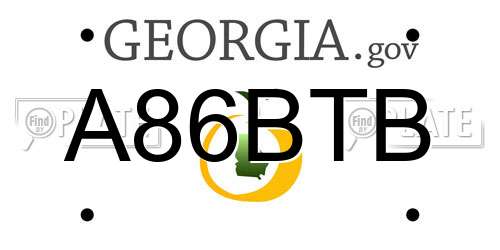 A86BTB Georgia License Plate
