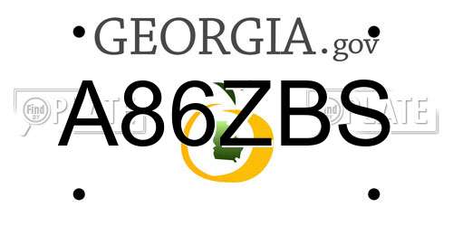 A86ZBS Georgia License Plate