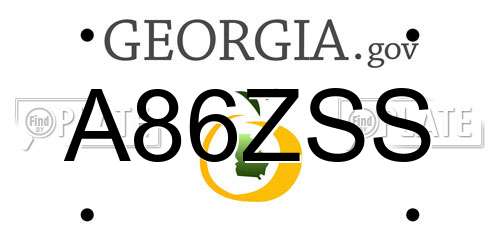 A86ZSS Georgia License Plate