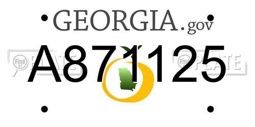 A871125 Georgia License Plate
