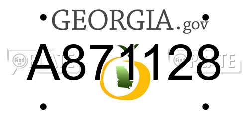 A871128 Georgia License Plate