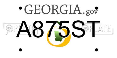 A875ST Georgia License Plate