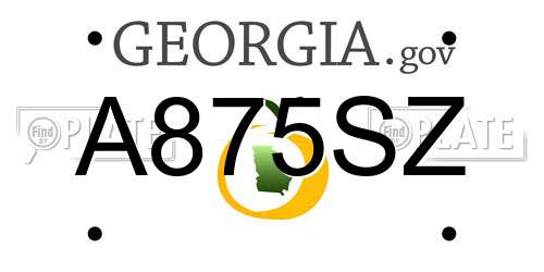 A875SZ Georgia License Plate