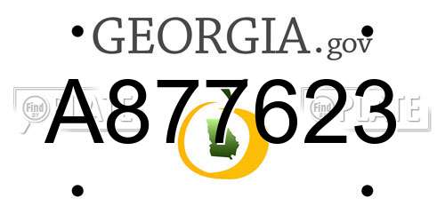 A877623 Georgia License Plate