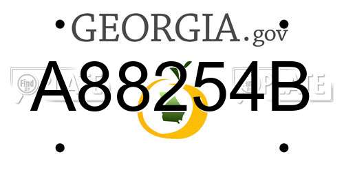 A88254B Georgia License Plate