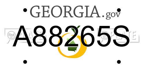 A88265S Georgia License Plate