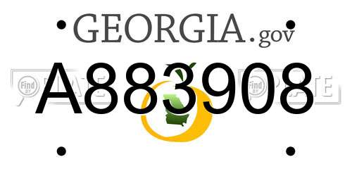 A883908 Georgia License Plate