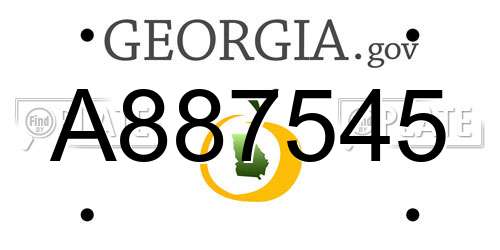 A887545 Georgia License Plate