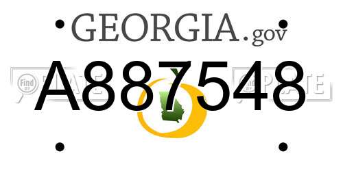 A887548 Georgia License Plate