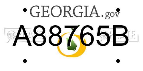 A88765B Georgia License Plate