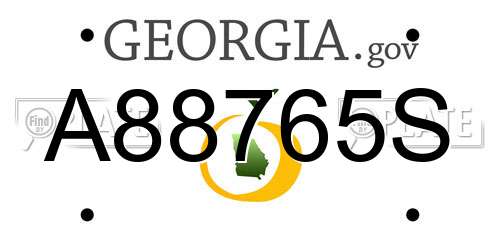 A88765S Georgia License Plate