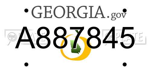 A887845 Georgia License Plate