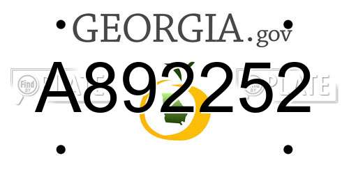 A892252 Georgia License Plate