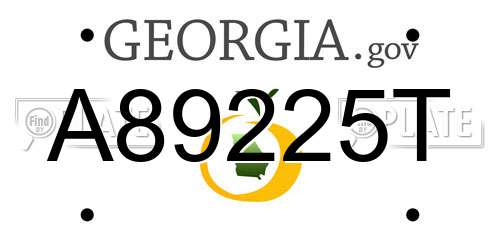 A89225T Georgia License Plate