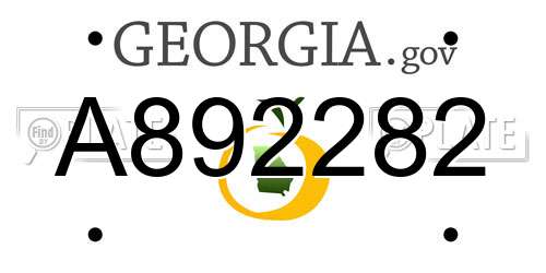A892282 Georgia License Plate