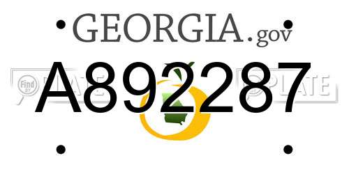 A892287 Georgia License Plate
