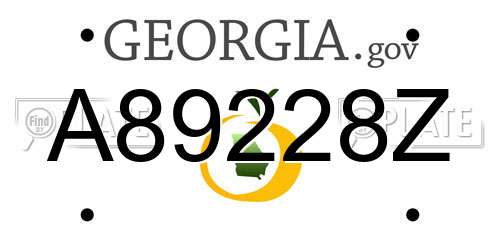 A89228Z Georgia License Plate